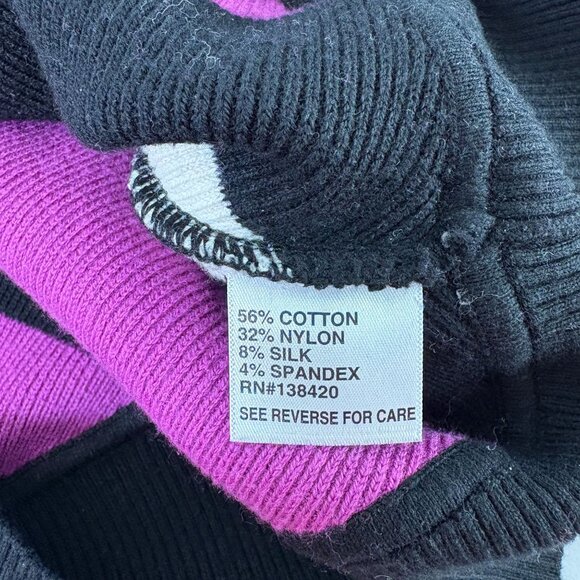 Per Se by Carlisle Striped Turtleneck Sweater Size S Purple Black Silk Blend - Picture 6 of 11